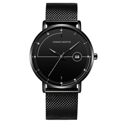 Japanese movement Amazon stainless steel mesh with waterproof ultra-thin calendar watch Men's fashion ins fire niche watch