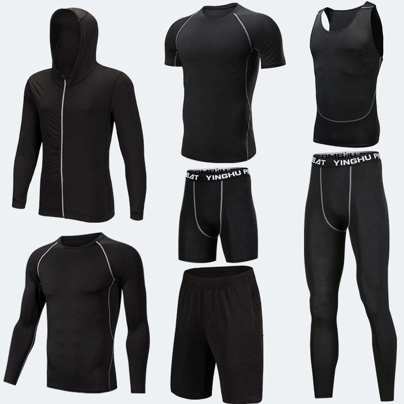 Running Workout Clothes Men 7pcs / sets Compression Running Basketball Games Jogging Tights set of underwear Gym Fitness sports sets