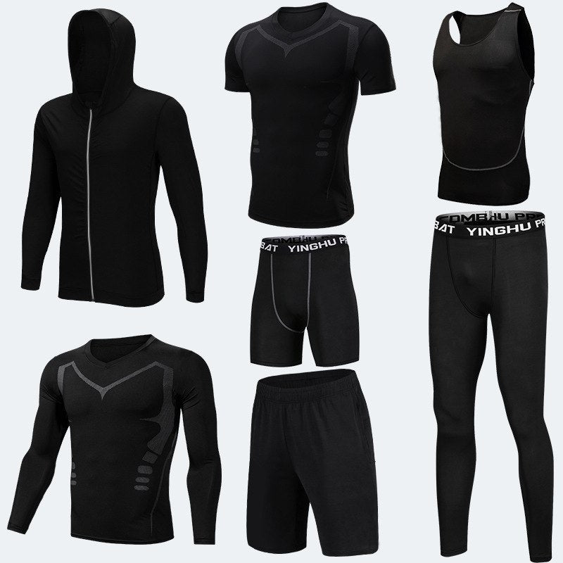 Running Workout Clothes Men 7pcs / sets Compression Running Basketball Games Jogging Tights set of underwear Gym Fitness sports sets