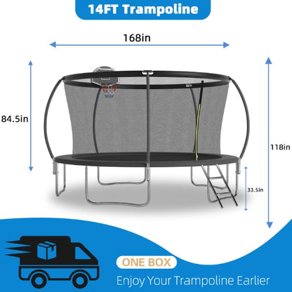 14 FT TRAMPOLINE with basketball