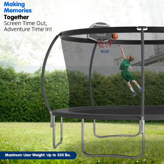 14 FT TRAMPOLINE with basketball