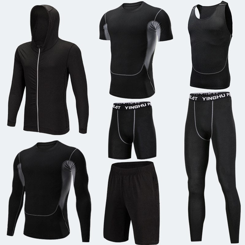 Running Workout Clothes Men 7pcs / sets Compression Running Basketball Games Jogging Tights set of underwear Gym Fitness sports sets