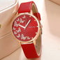 Fashion Lady Temperament Belt Watch Casual Versatile Niche Butterfly Diamond Surface Quartz Watch