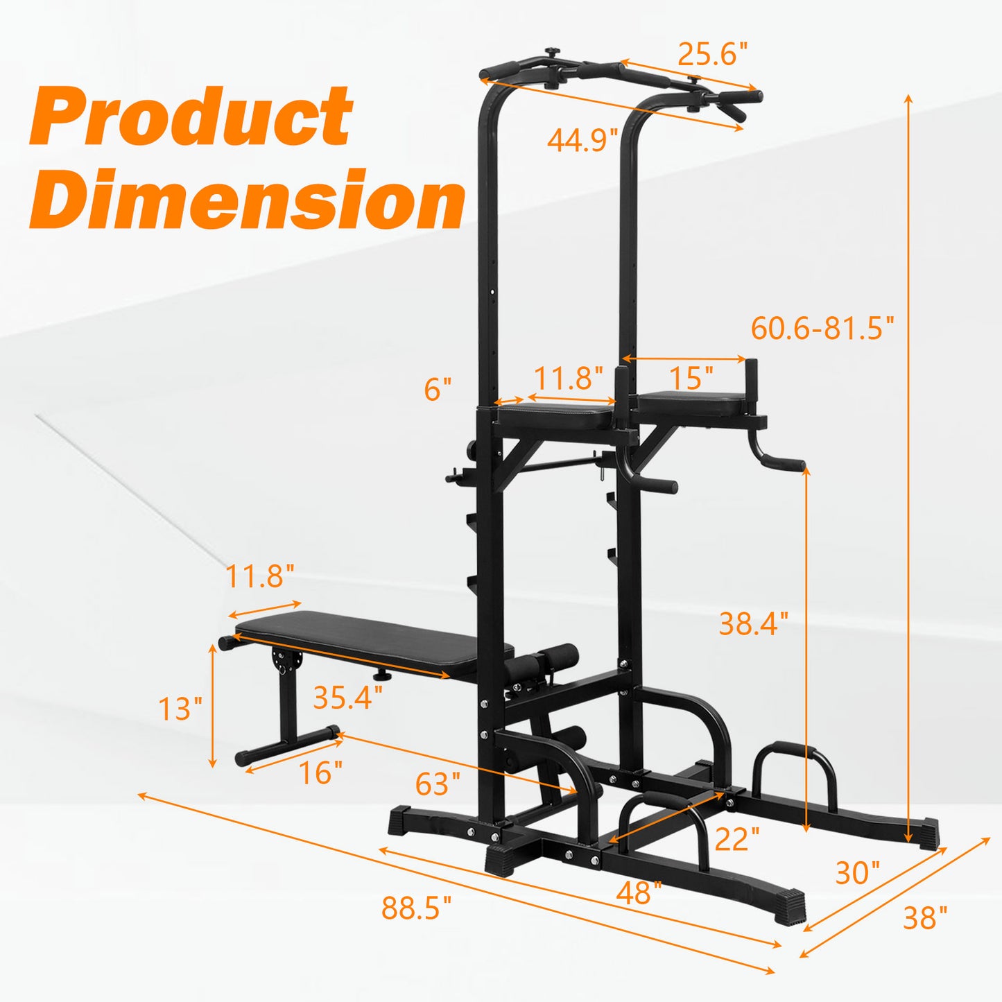 Power Tower Parallel Bar Station With Bench Chin-Up Bar Holder