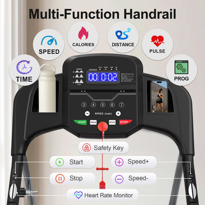 Folding Treadmill For Home Use With Pulse Sensor, Motorized Treadmill Treadmill For Home Office