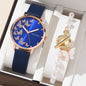 Fashion Lady Temperament Belt Watch Casual Versatile Niche Butterfly Diamond Surface Quartz Watch